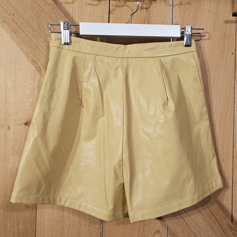 Forever 21 Light Khaki Faux Leather Shorts